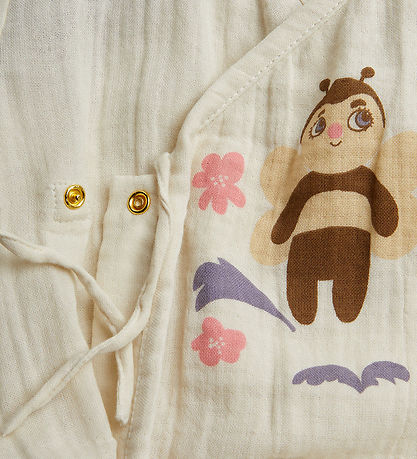 Mini Rodini Wickelbody l/ä - Offwhite m. Bienen