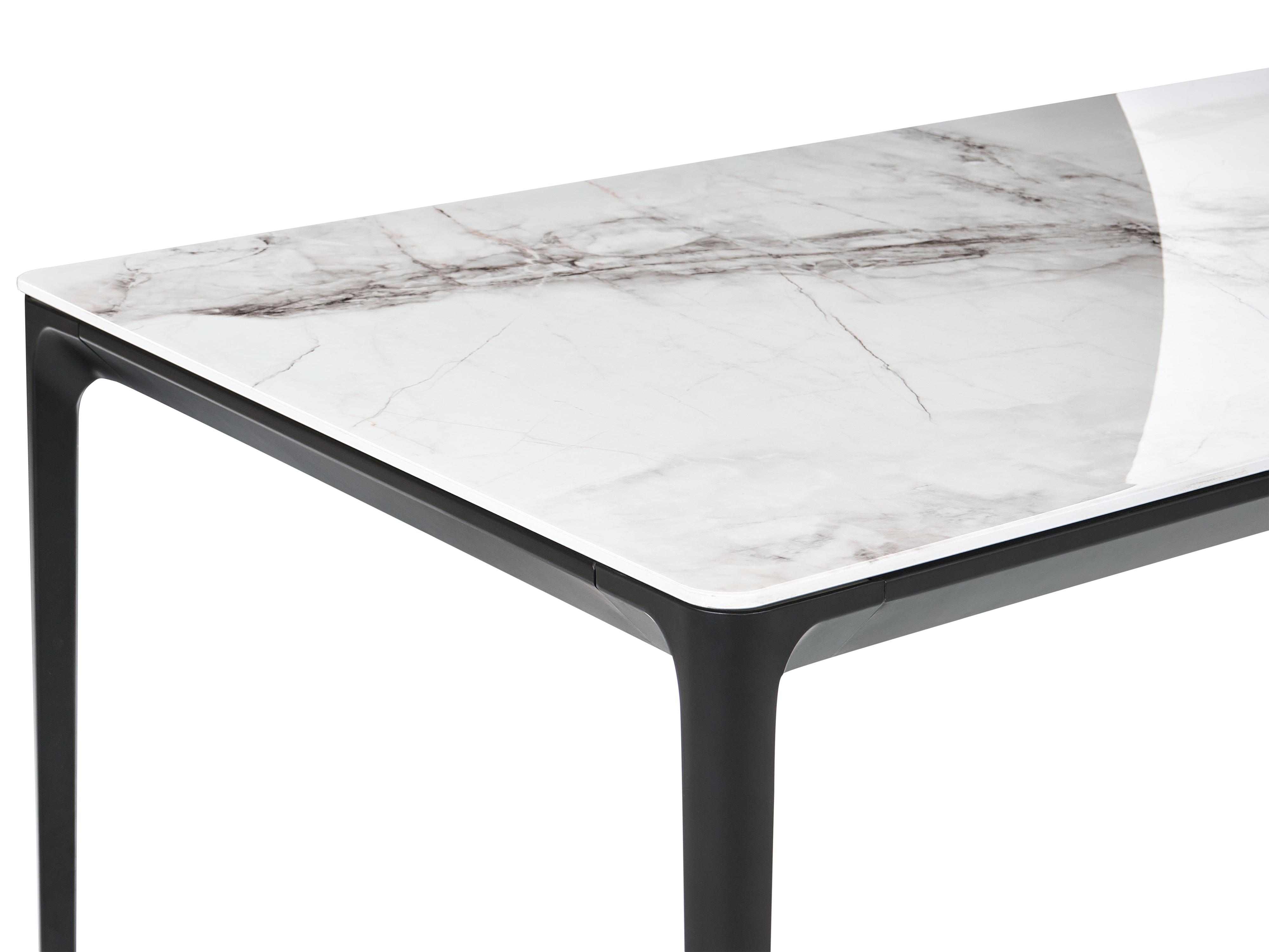 Eettafel JOLLEIN Wit marmer 80 cm Glas 140 cm