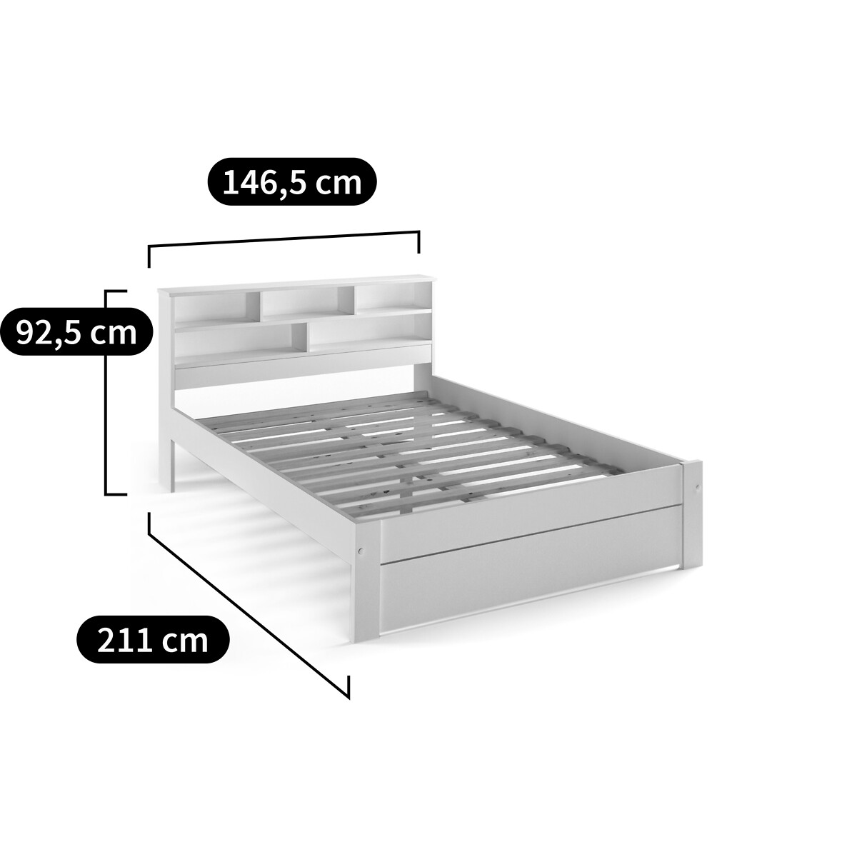 LA REDOUTE INTERIEURS<br>Cama em pinho maciço e MDF, com estrado de ripas Nikko