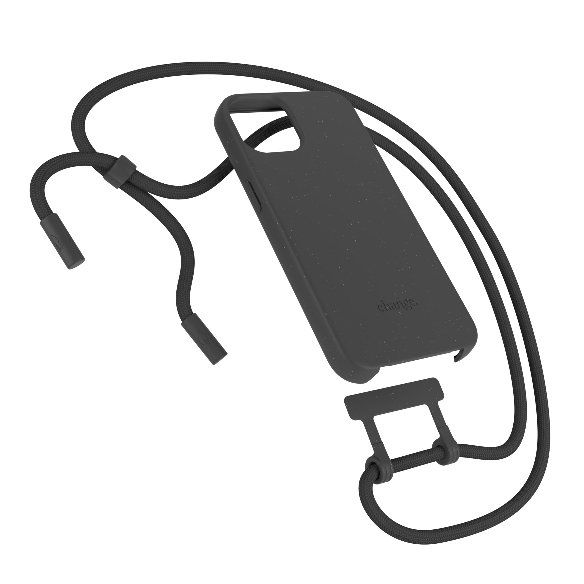 iPhone 15 Necklace ChangeCase Antimikrobielle Hülle Vegan Biologisch Abbaubar   Abnehmbare Handykette (CHA214) - Schwarz