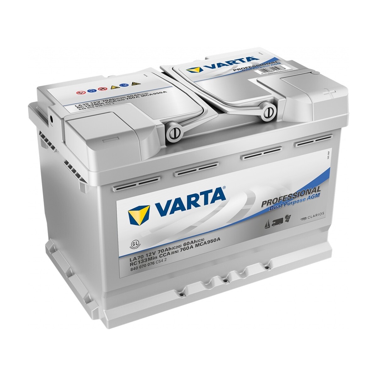VARTA Fritidsbatteri AGM Batteri 12V 70AH 760CCA (278x175x190/190mm) +høyre LA70