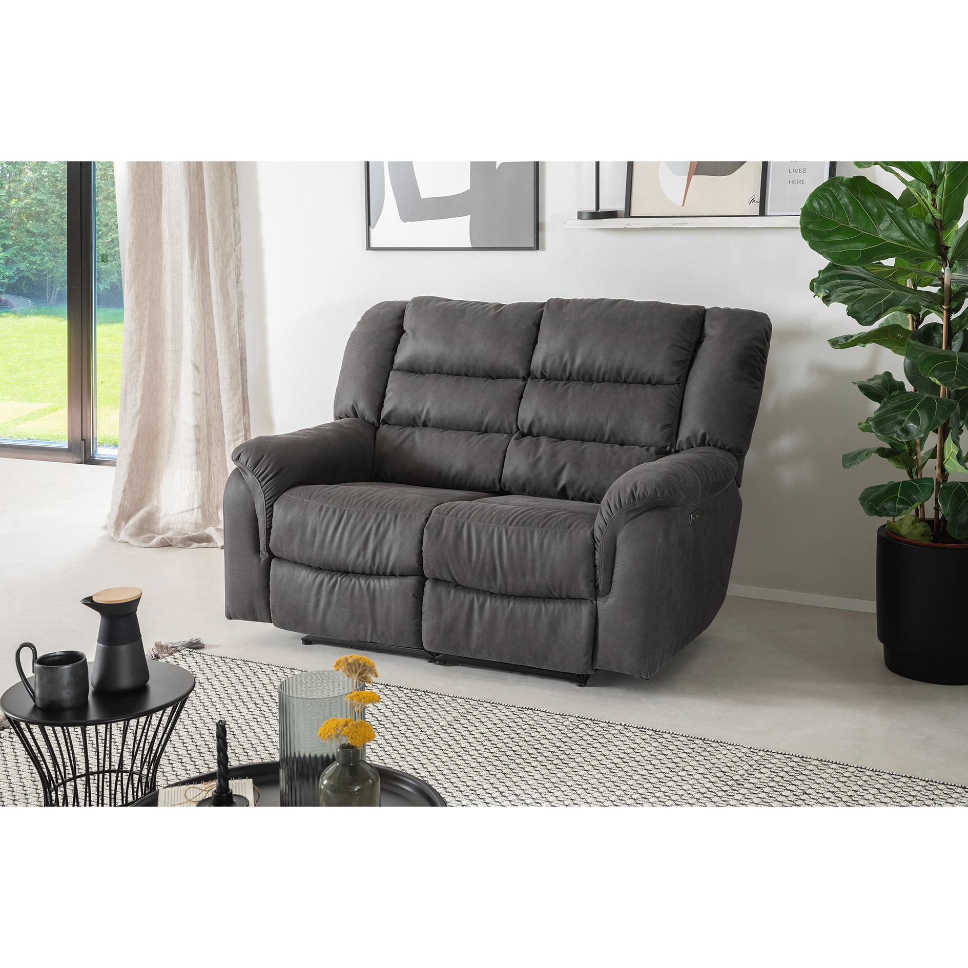 2-Sitzer - anthrazit - Micorfaser - Relaxfunktion