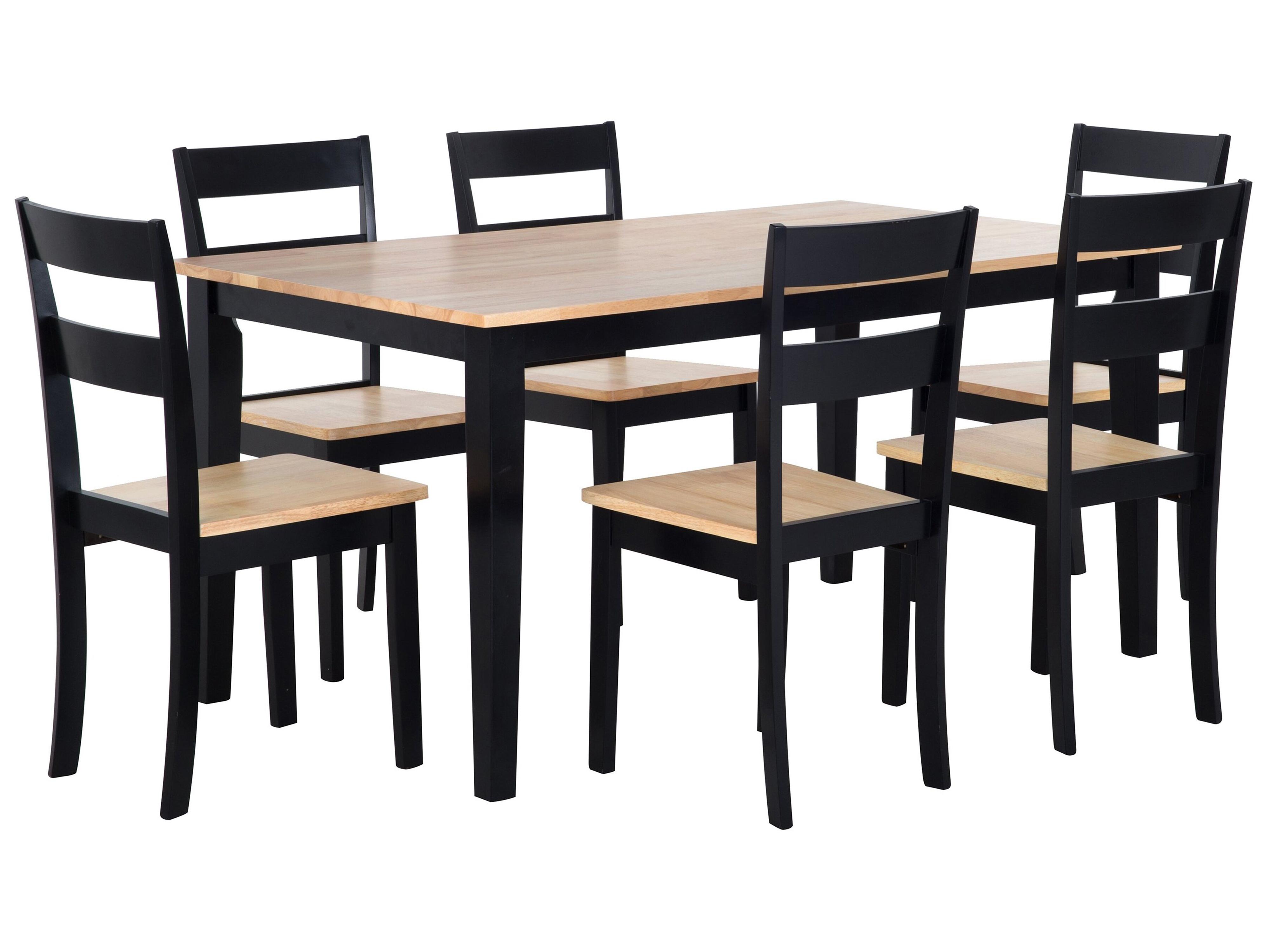 Eetkamerset GEORGIA Hout Bruin/zwart 6-zits
