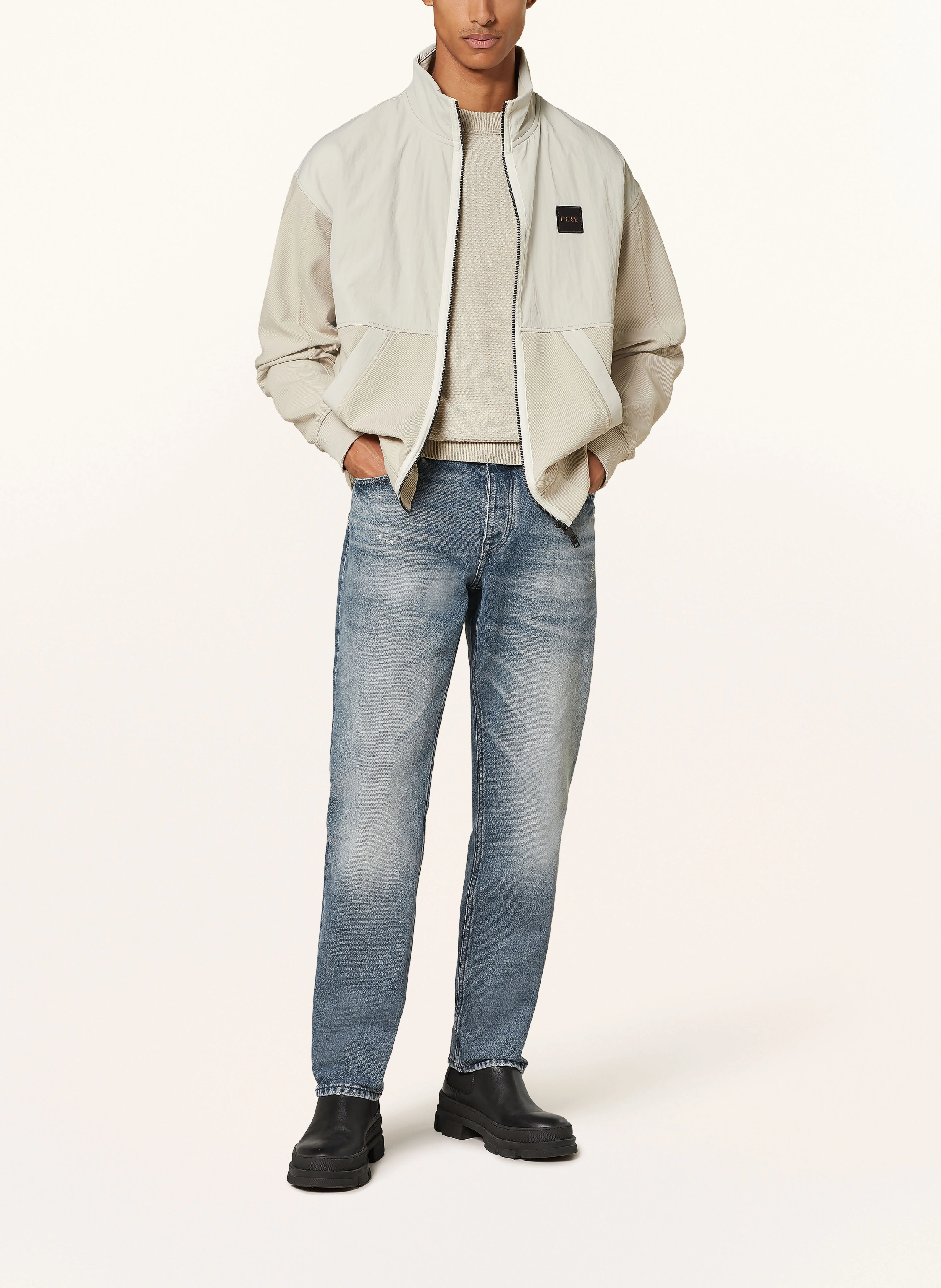 BOSS Sweatjacke ZE_NYLONBOSS im Materialmix