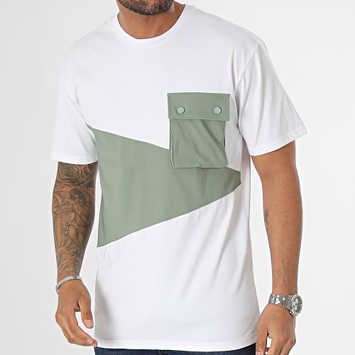 Tee Shirt Poche Blanc Vert