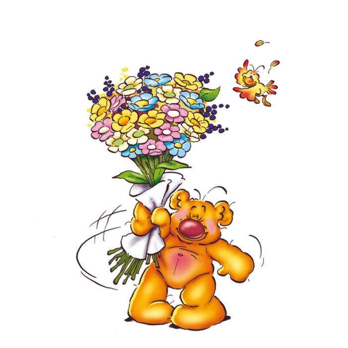 Doodles | Bedankkaartje | beer | bloemen