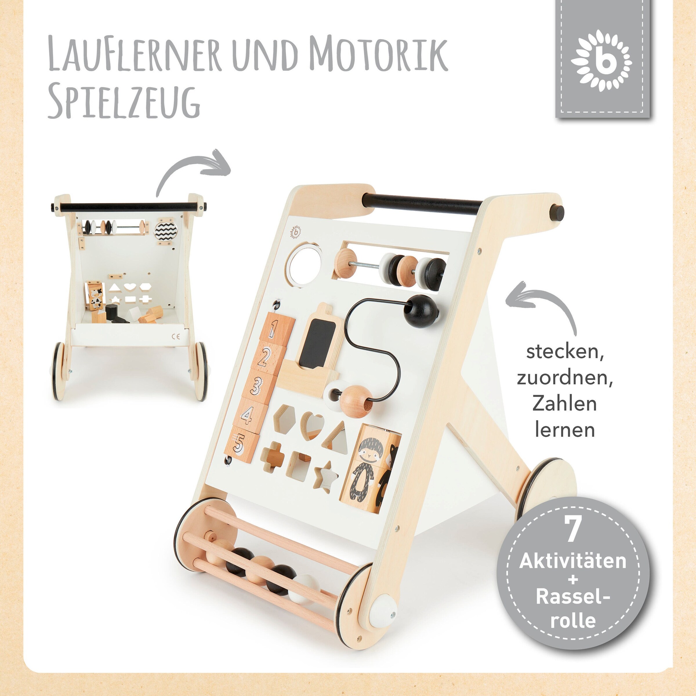 Bieco Lauflernwagen Holz Weiß