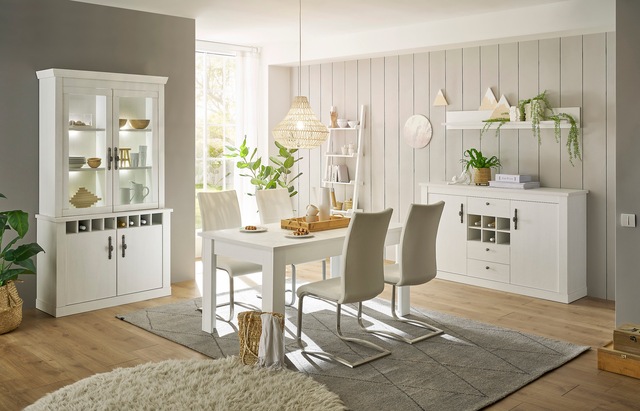 Home affaire Vitrine »RAVENNA« im romantischen Landhausstil, Griffe aus Metall, Höhe 207 cm