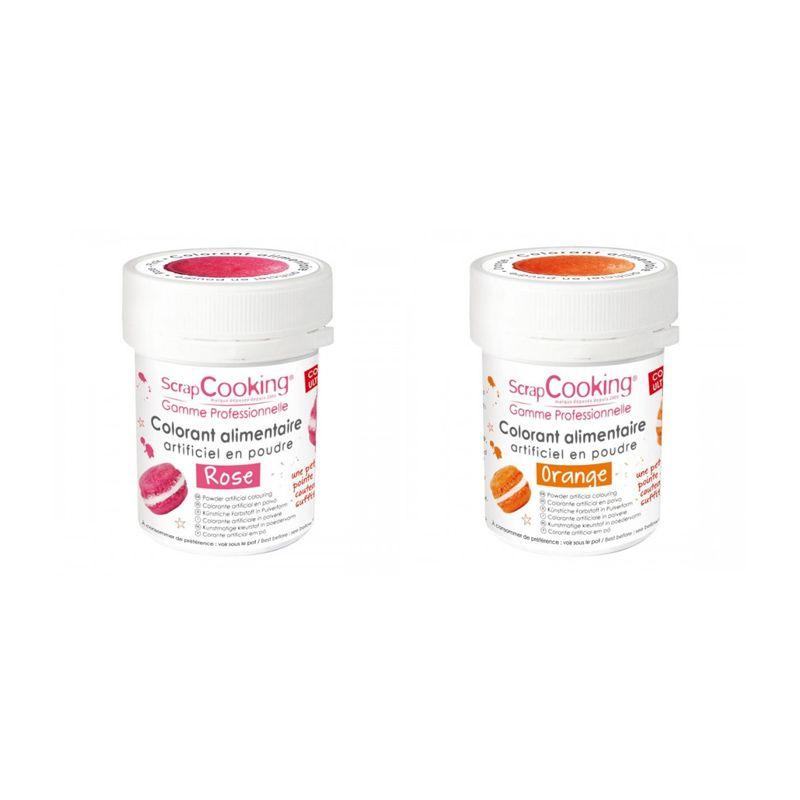 2 colorants alimentaires en poudre - orange-rose Scrapcooking