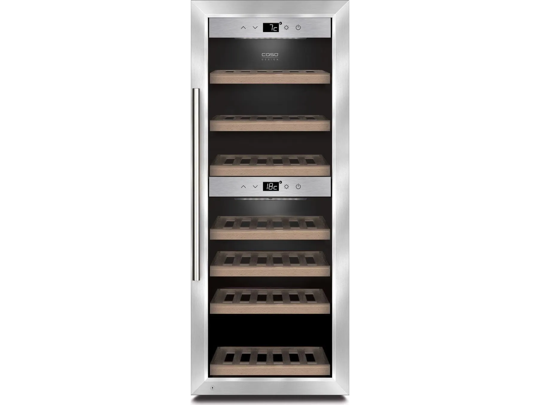 Caso WineComfort 38, Vin køleboks, Fritstående, 38 flaske(r), 60 W, G, Rustfrit stål