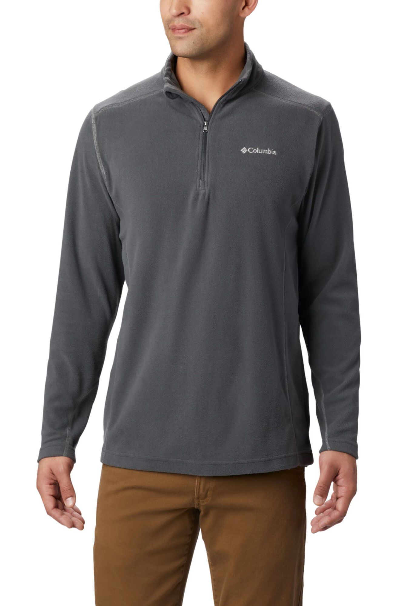 Jaqueta masculina Columbia Klamath Range™ II com meio zíper e forro - Cinza Médio