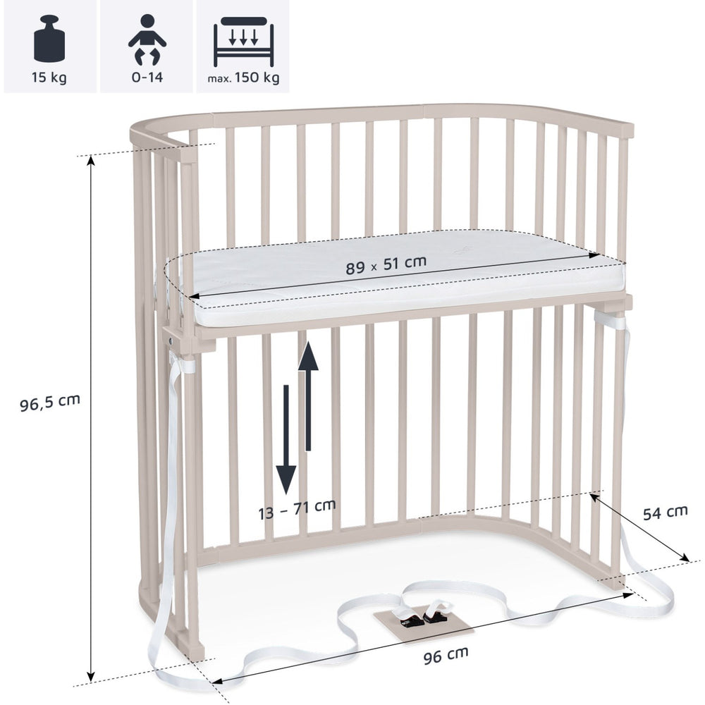 Køb babybay® Bedside Crib Beige Varnished Boxspring Co-Sleeper Babyseng