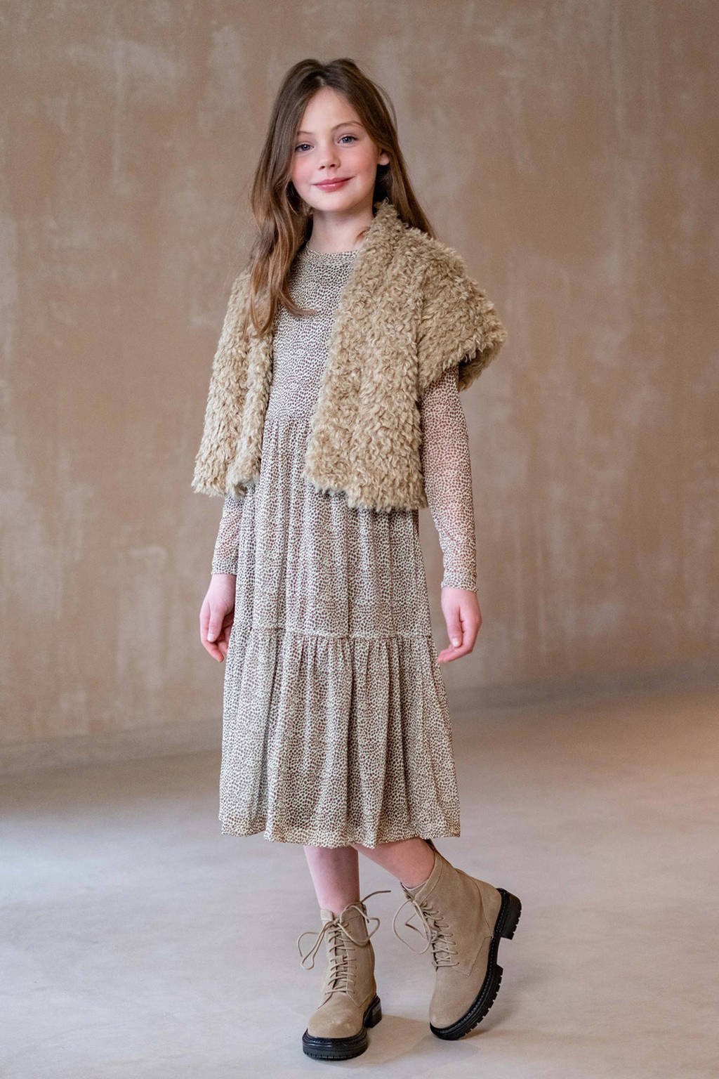 Like Flo midi jurk beige
