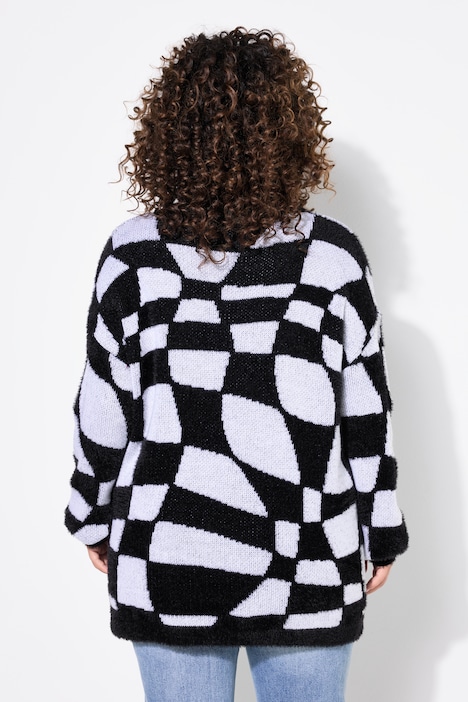 Pullover, Loose Fit, Schachbrett-Muster, Langarm