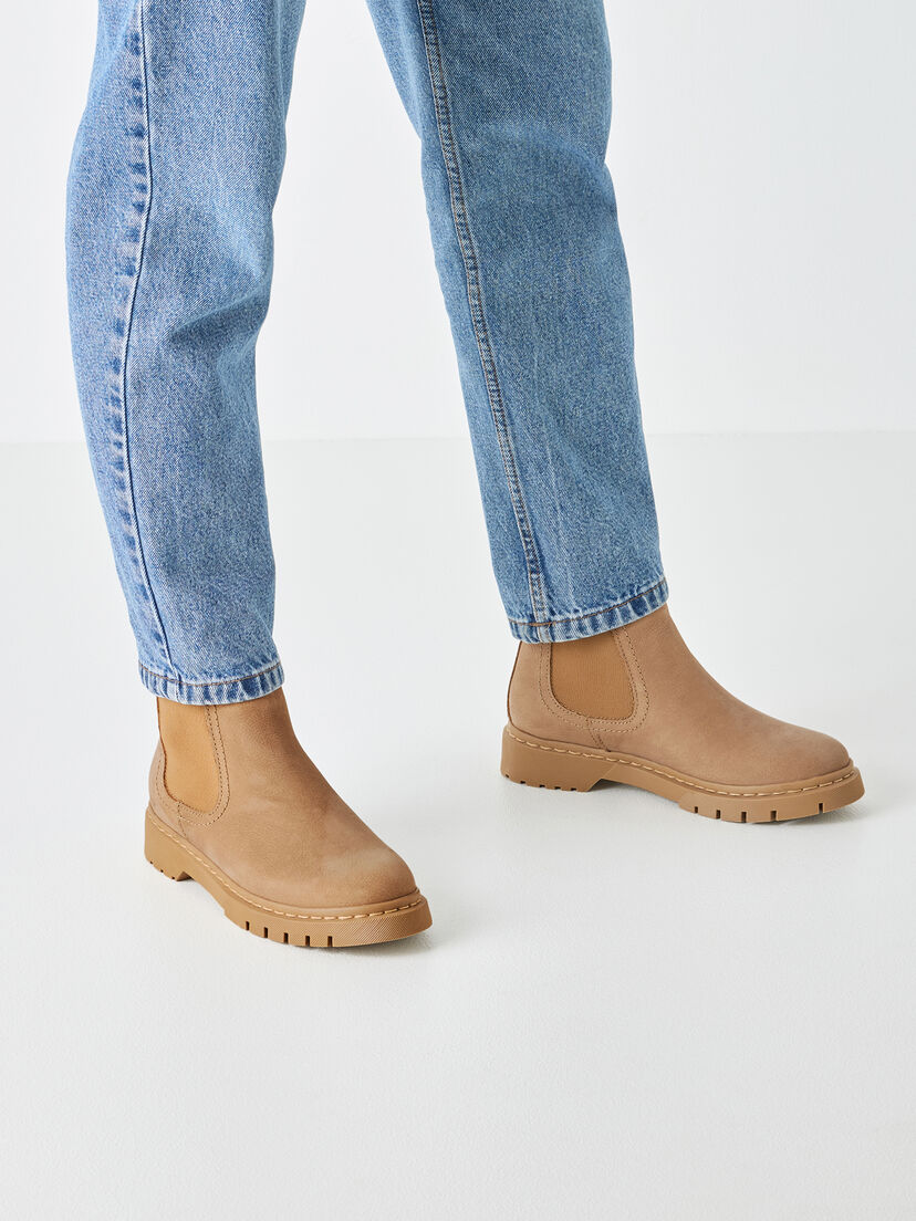 Leren Chelseaboot - beige