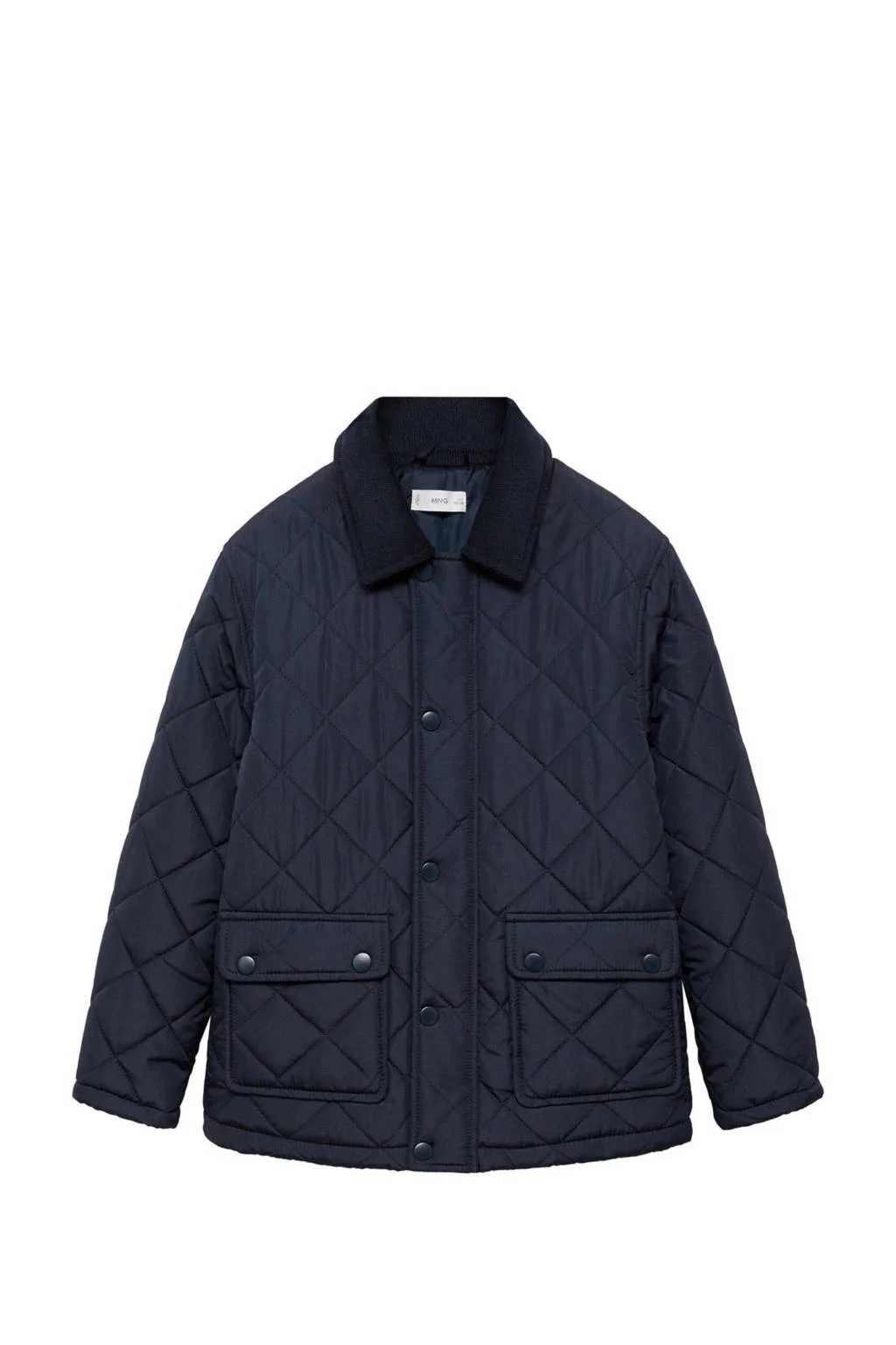 Mango Kids quilted gewatteerde winterjas donkerblauw