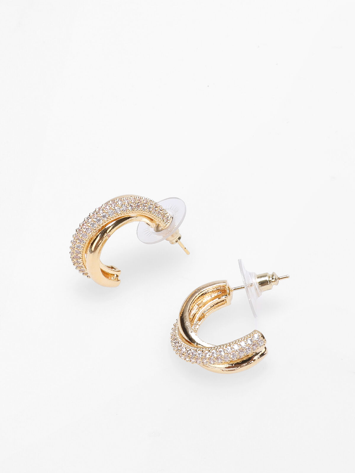 Boucles d'oreilles entrelacées à strass- Doré