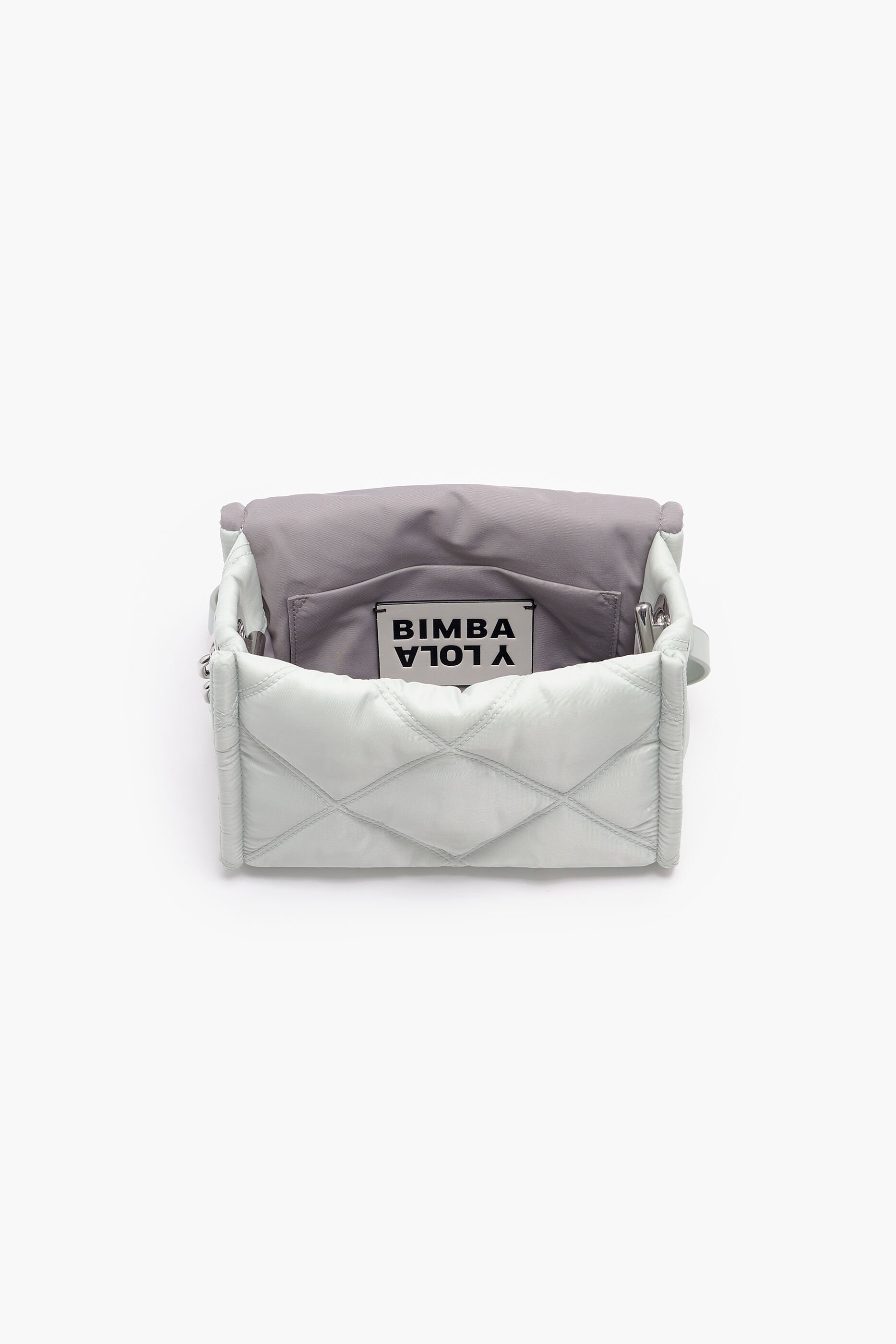 Bolsa de ombro pequena em nylon, cor sal marinho.