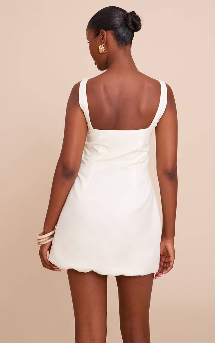 Crème Robe Trapèze Fluide À Imprimé Floral