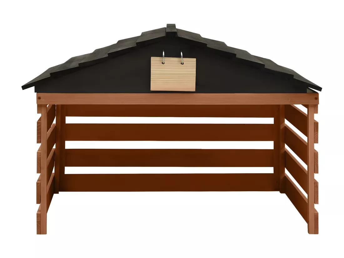 Prolenta Premium - Garage de tondeuse à gazon Noir et marron 78x74x54cm Sapin