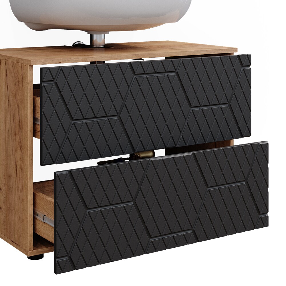 Vicco Badmöbel-Set Irma Eiche Anthrazit 4-teilig Midischrank 95 cm Waschbeckenschrank 80 cm