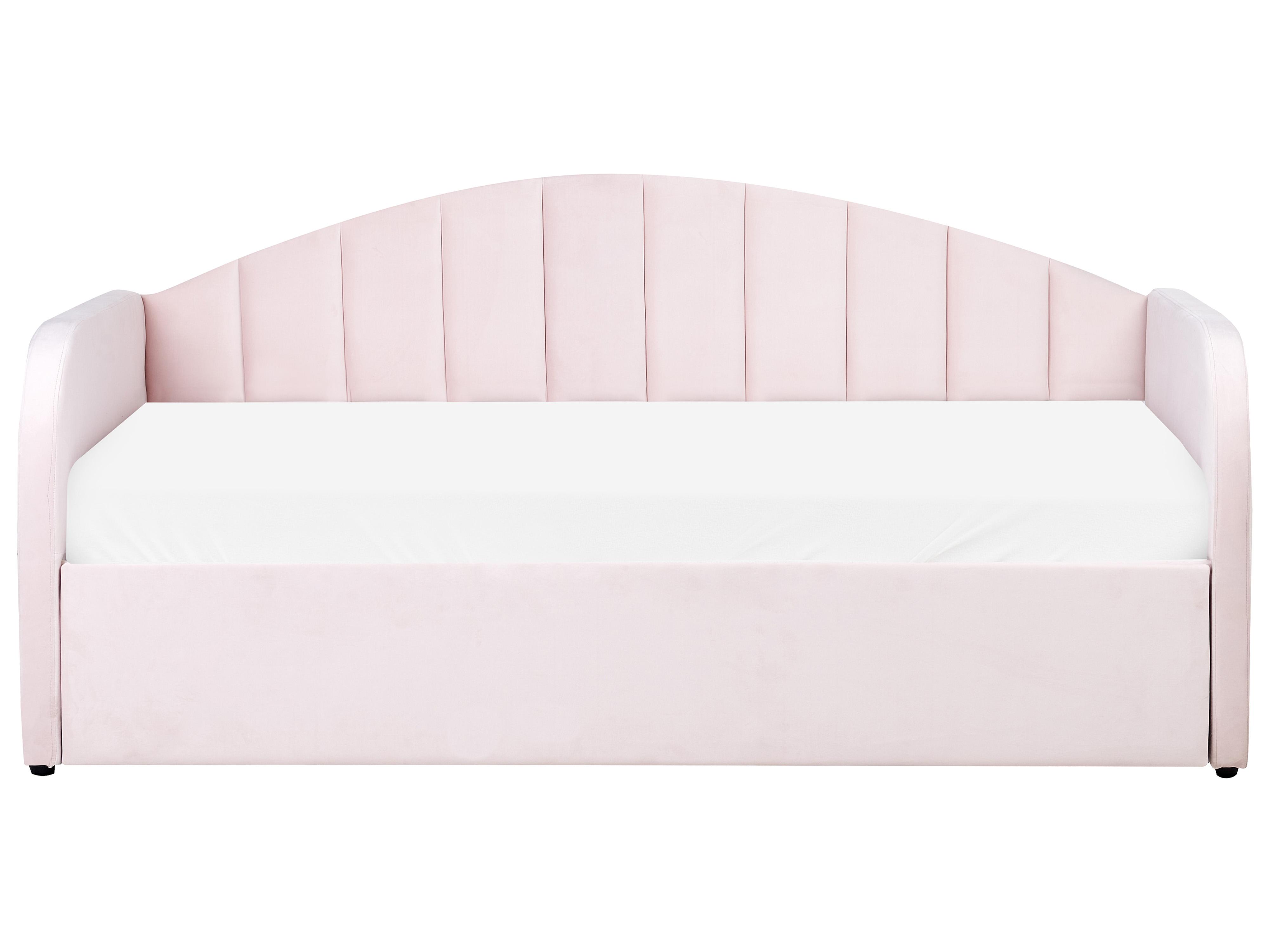 Onderschuifbed Fluweel EYBURIE 90 x 200 cm Pastelroze