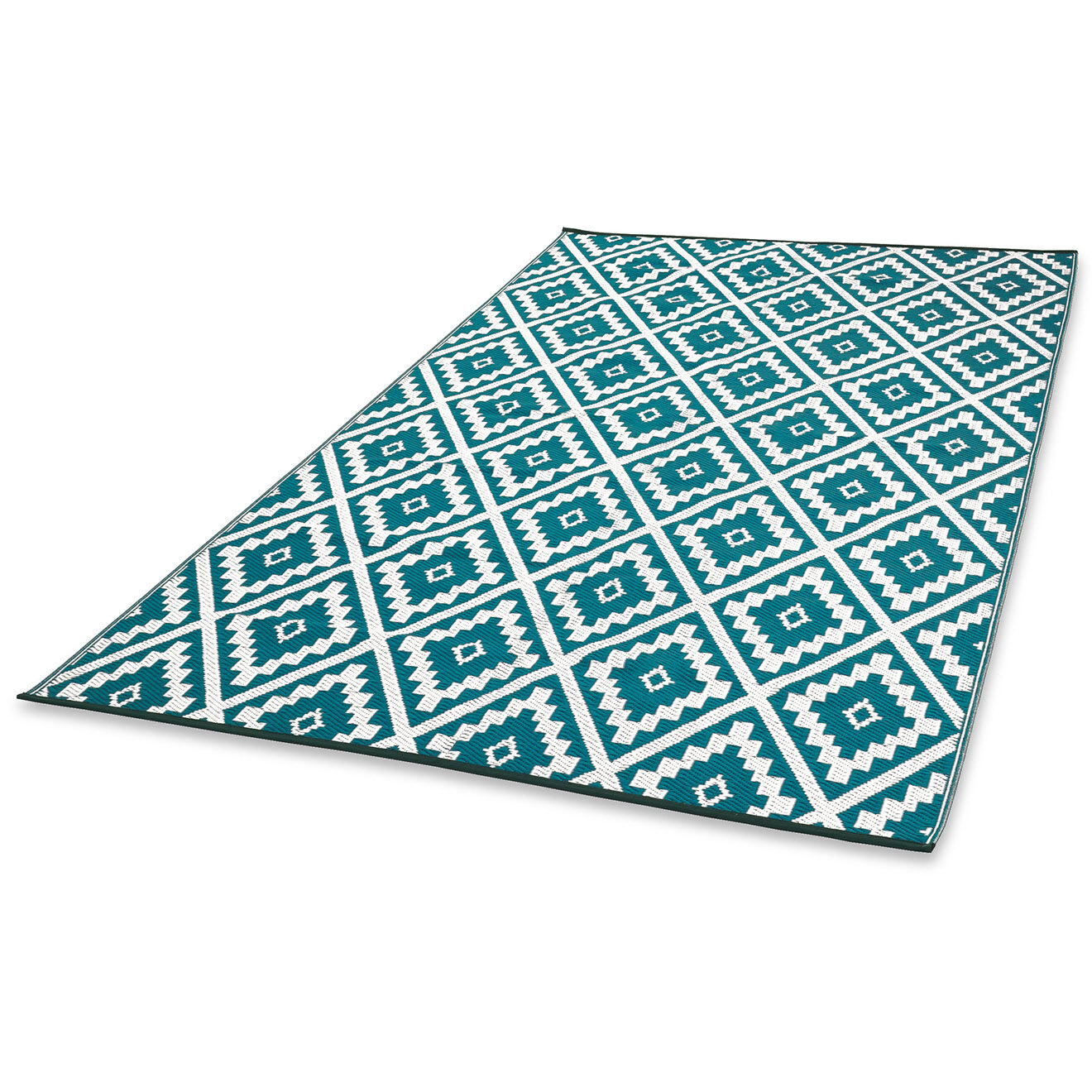 Inkazen Tapis extérieur rectangulaire Vahiné motifs losanges bleu - 270x370 cm
