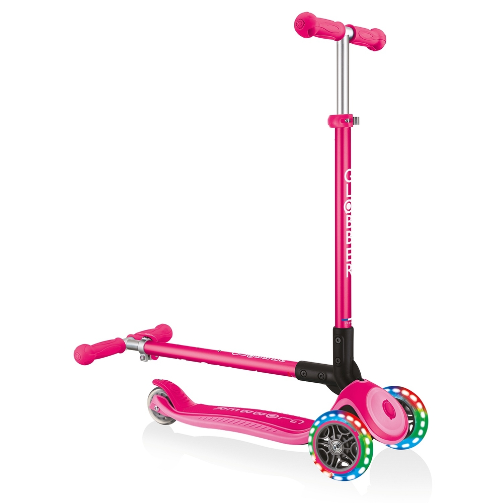 Globber PRIMO Faltbarer Scooter mit Beleuchtung, Fuchsia Pink