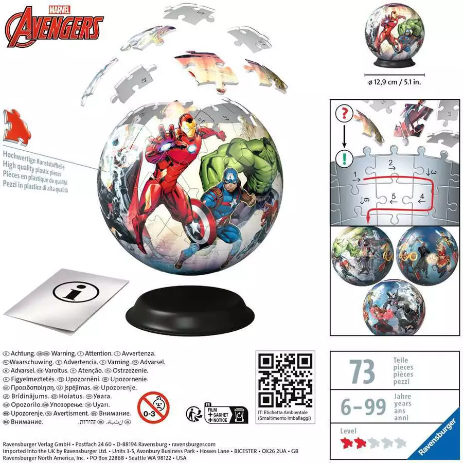 Ravensburger Puzzle-Ball Marvel Avengers bunt