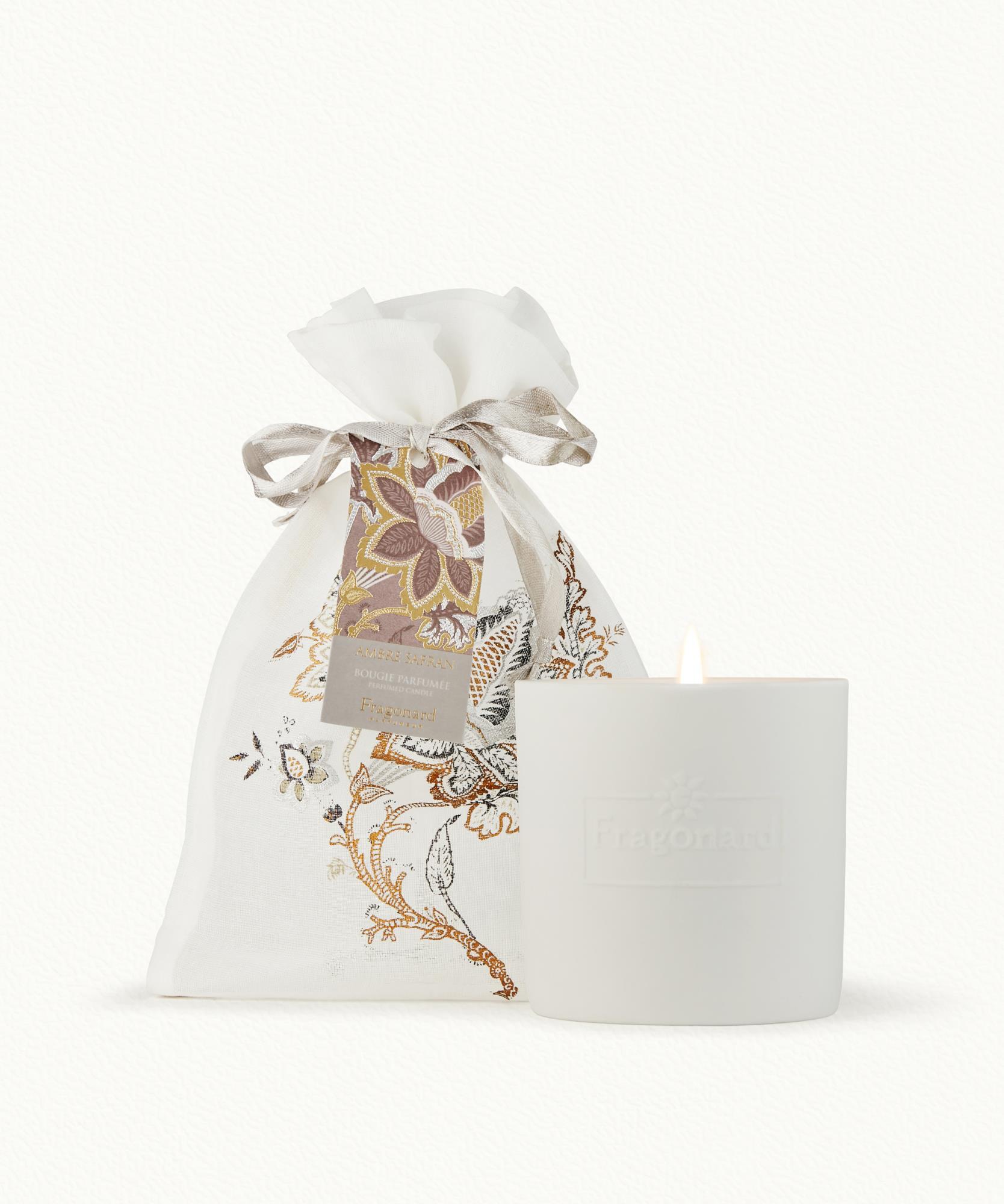 Bougie en pochon  Pot de porcelaine 200 g - Ambre Safran