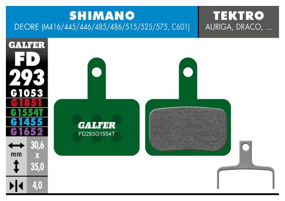 Paire de Plaquettes Semi-Métalliques Galfer FD293 G1554T Pro pour Freins Shimano / Tektro / TRP
