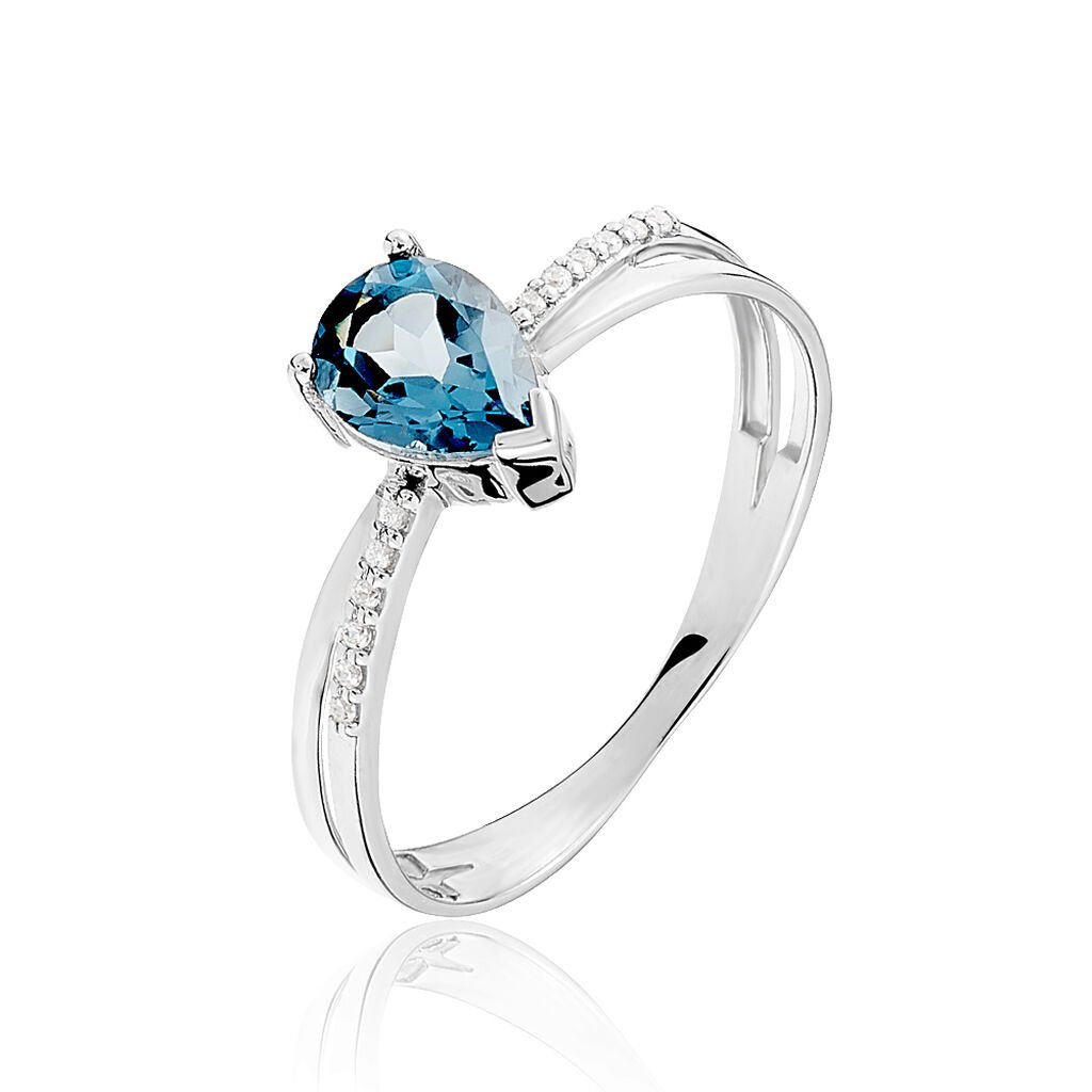 Bague Teresa Or Blanc Topaze Et Diamant