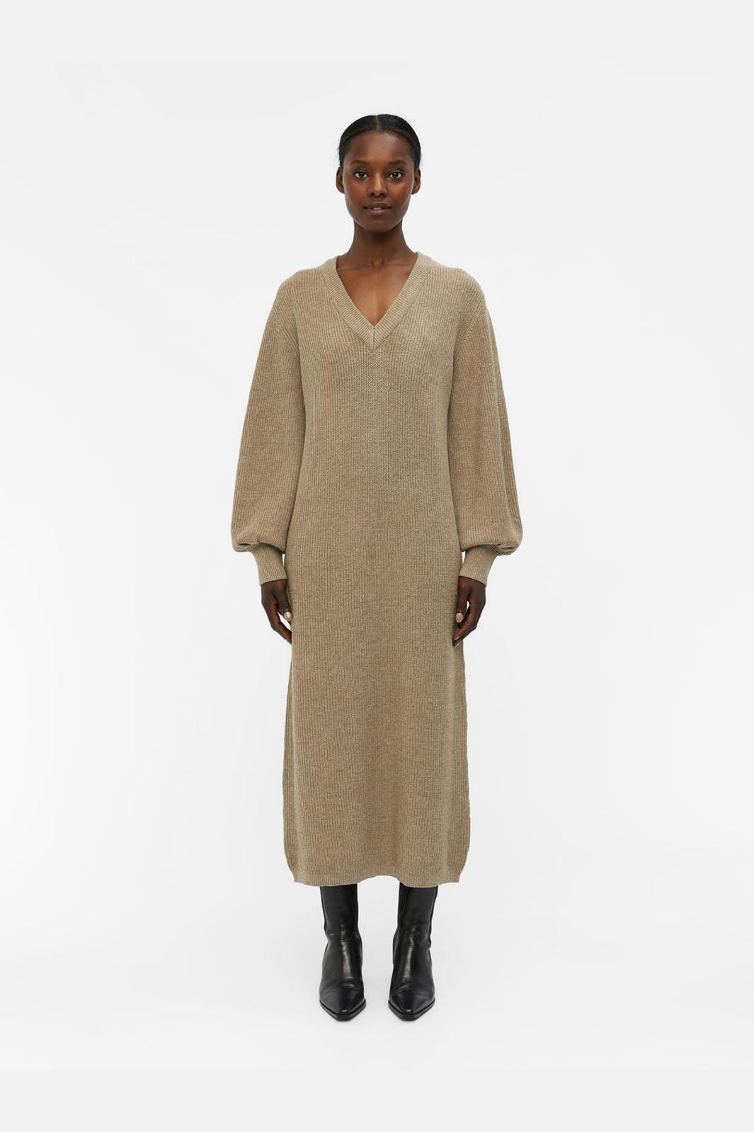 Object Objmalena L/S Knit Dress 3941896 fossil melange