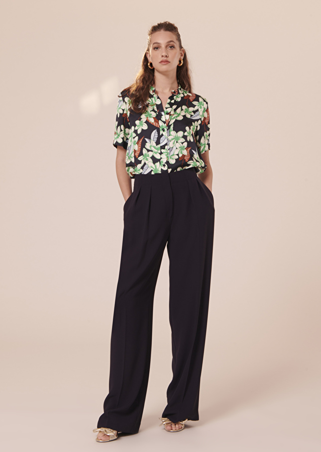 Pantalon Parigibleu nuit en crêpe