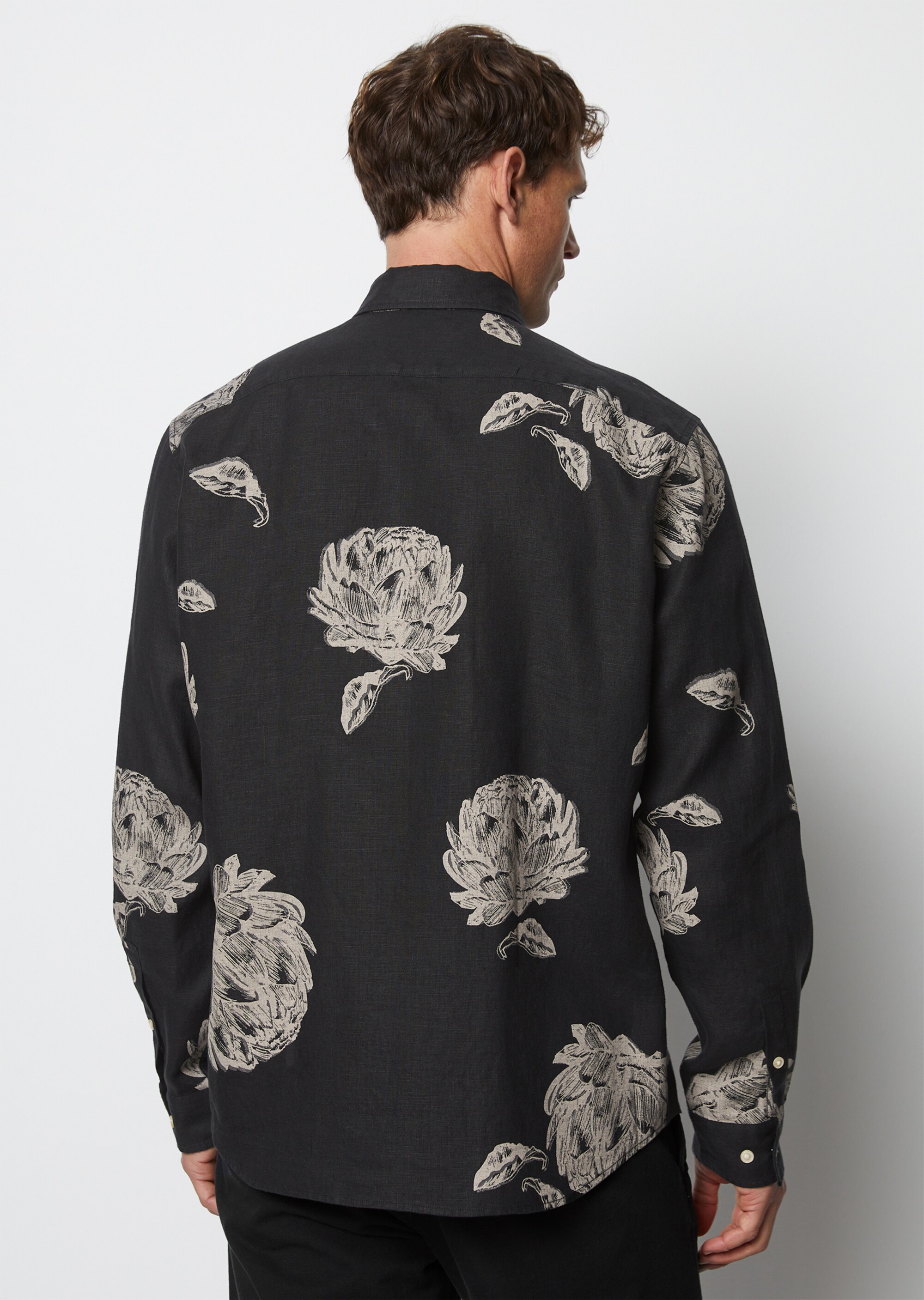 Hemd regular aus Leinen mit Allover-Print