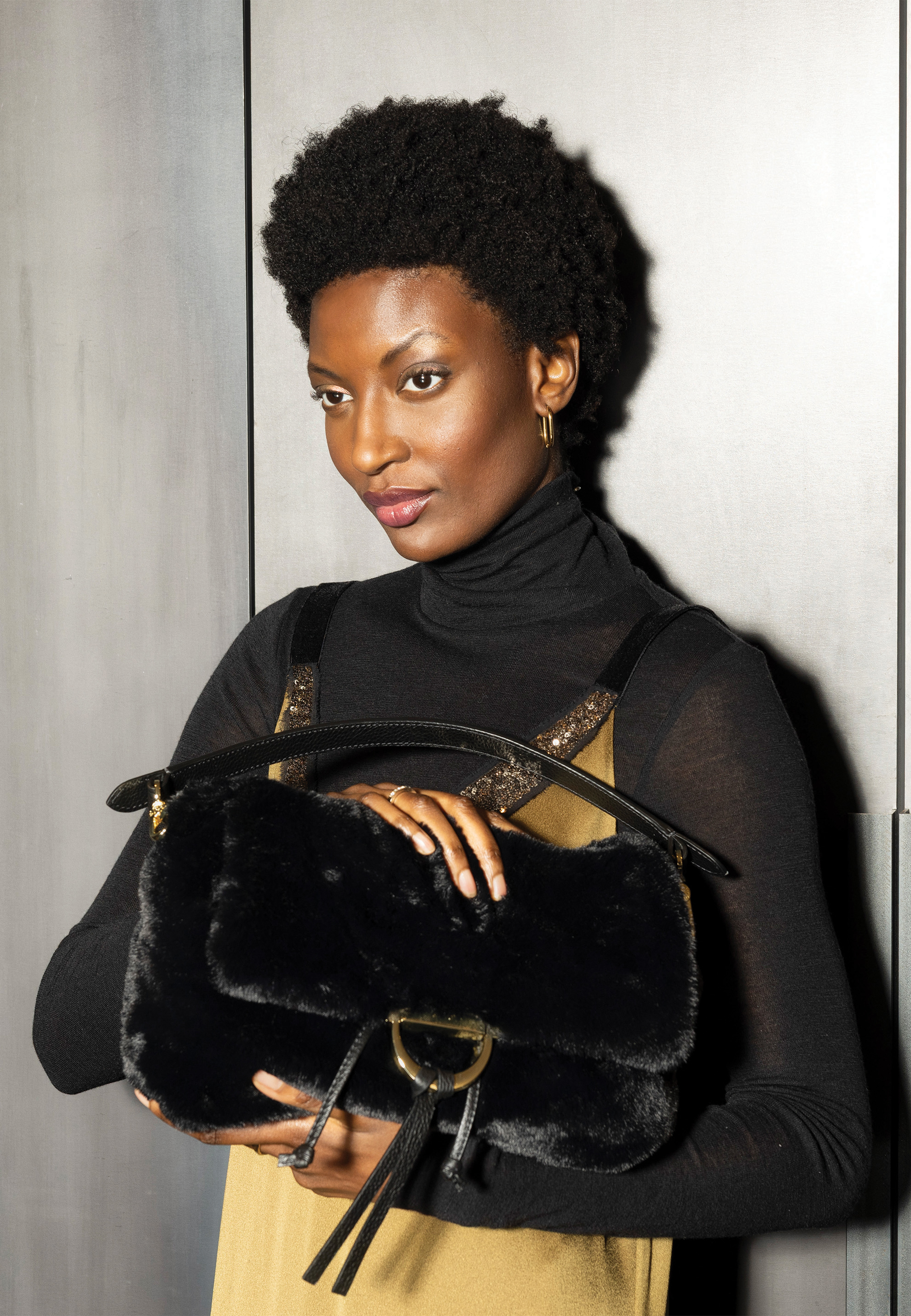 shoulder bag TEMI medium Leather Eco Fur Standard