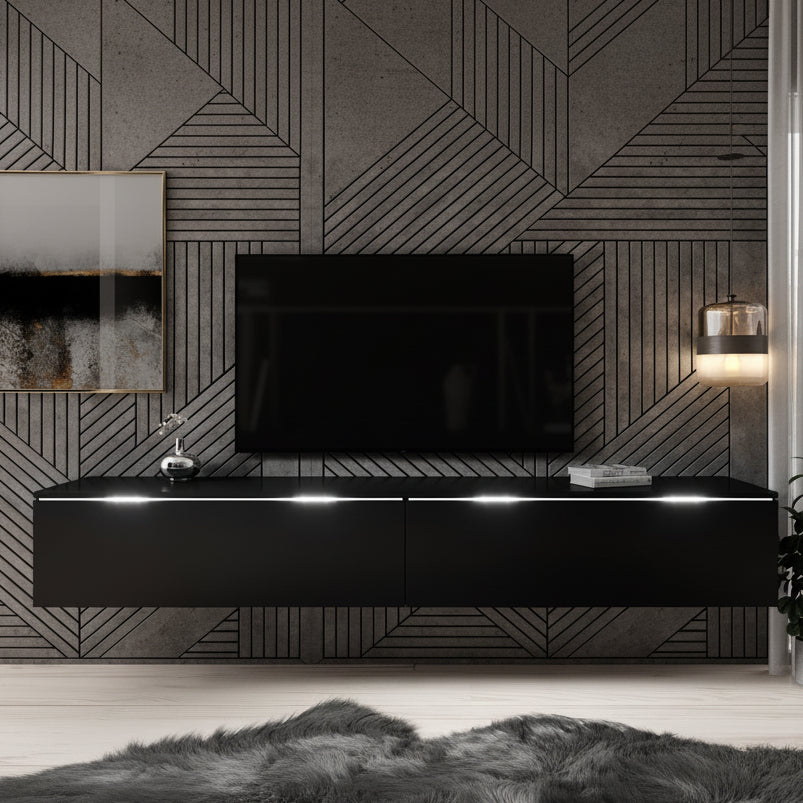 Dixon - TV-Meubel - Mat zwart - 180 cm