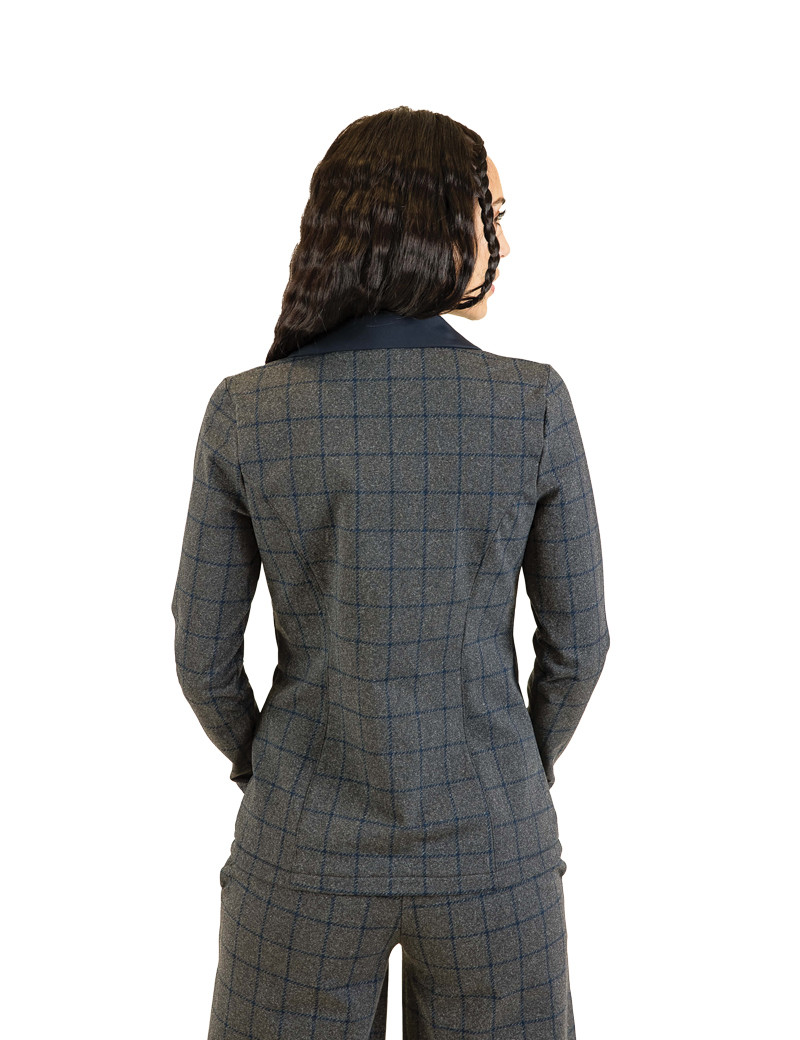 HBT ECLECTIC DENIM | CARREAUX SHIRLEY VESTE FEMME GRIS CHINÉ CARREAUX