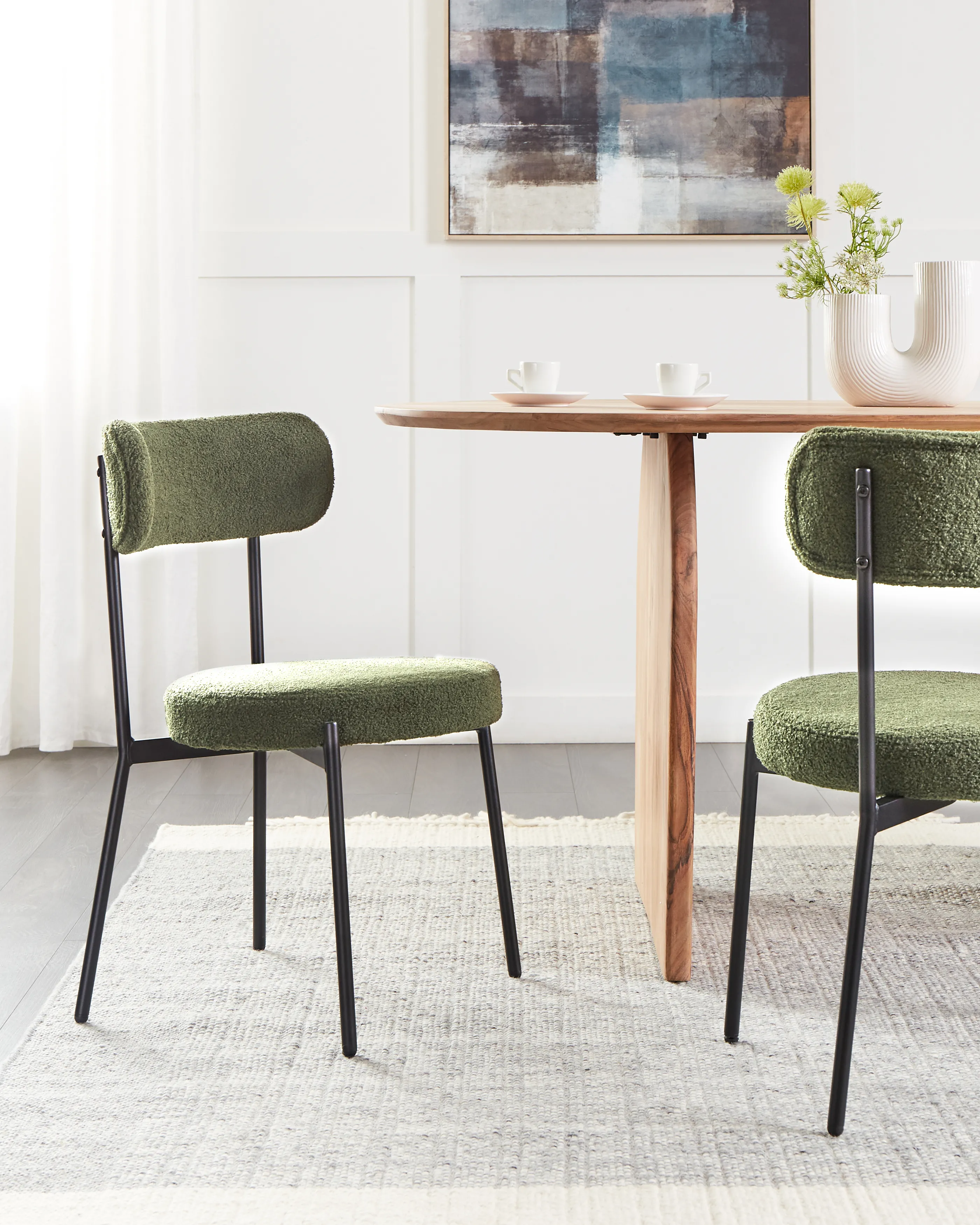 Set van 2 eetkamerstoelen ALLISON Bouclé Donkergroen