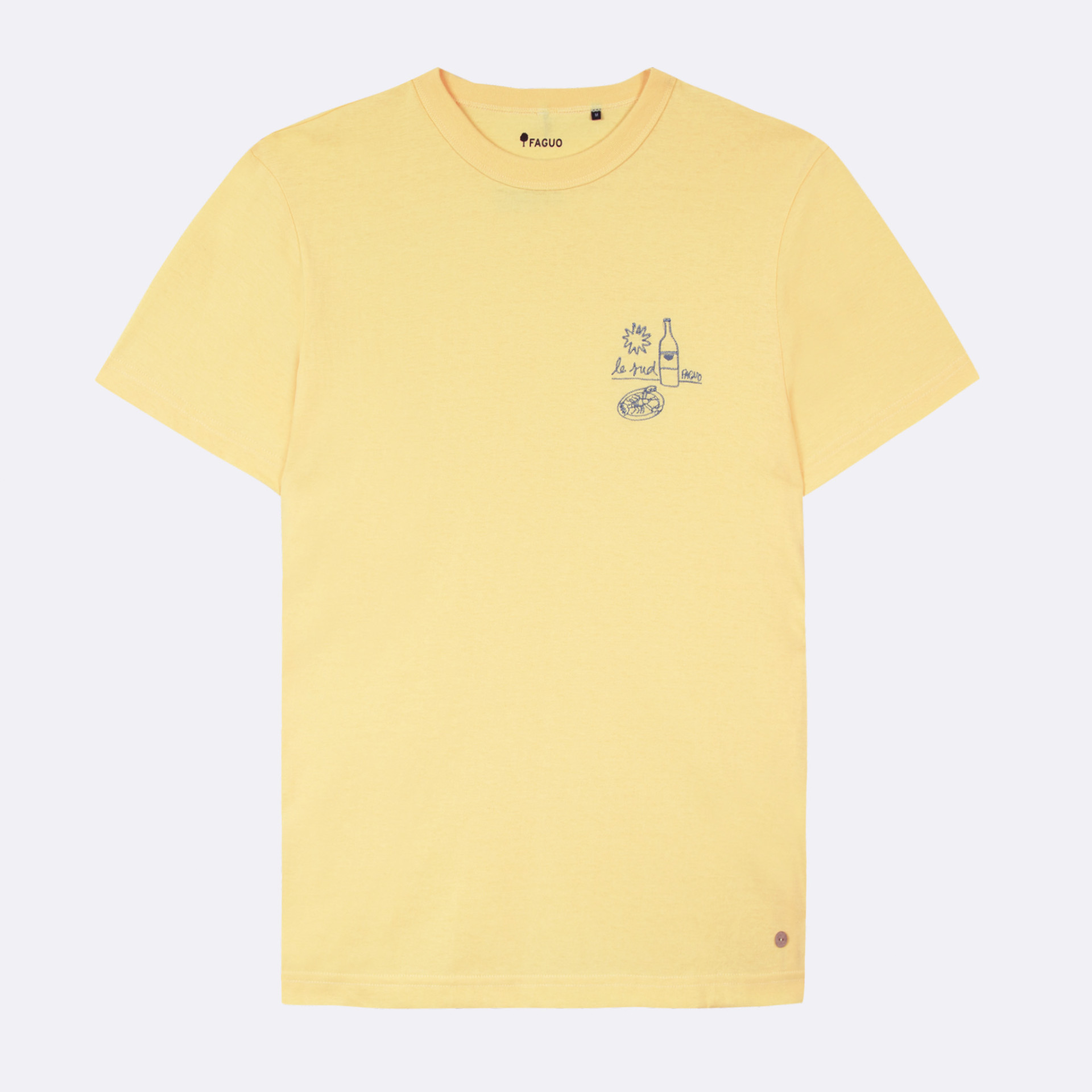 T-shirt jaune broderie le sud coton et coton recyclé - modèle lugny
