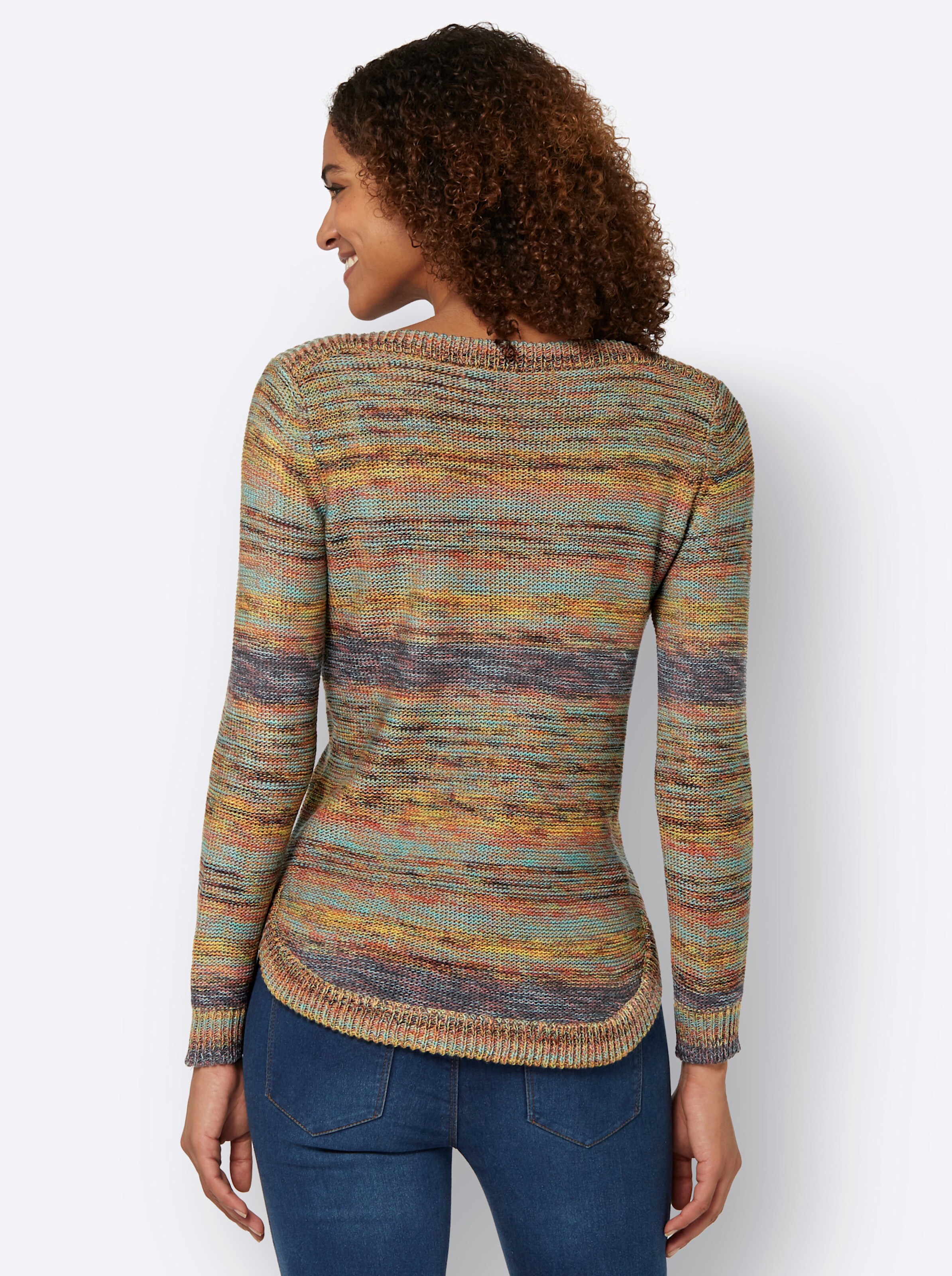 Strickpullover in khaki-zitrone-meliert