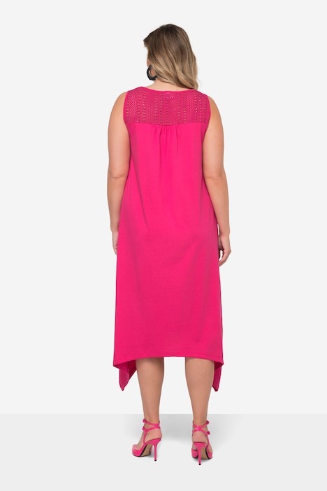 Midikleid, A-Linie, Rücken-Spitzeneinsatz, ärmellos, Zipfelsaum