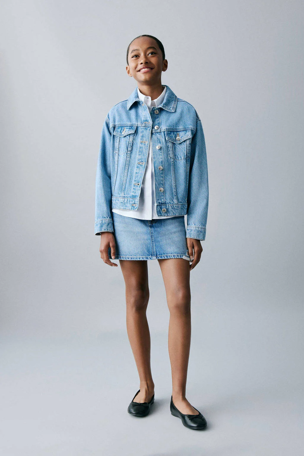 Mango Kids denim spijkerjas lichtblauw