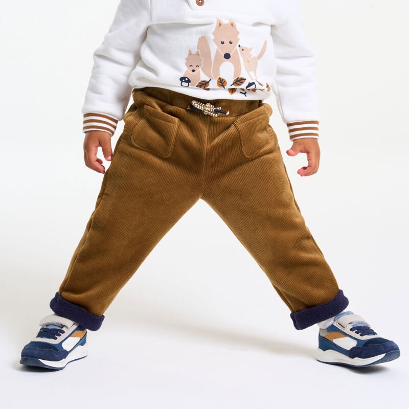 Pantalon velours côtelé polaire marron bébé garçon Marron