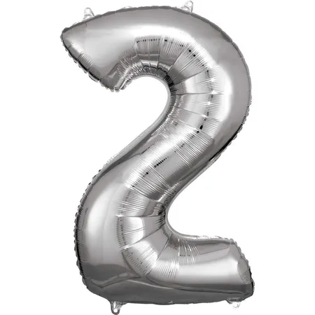 amscan Folienballon Zahl 2 silber