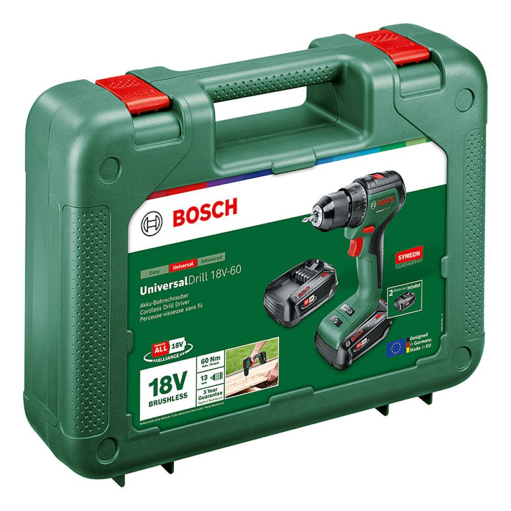 DRILL BOSCH UNIVERSALDRILL 18V-60 2X2,0AH
