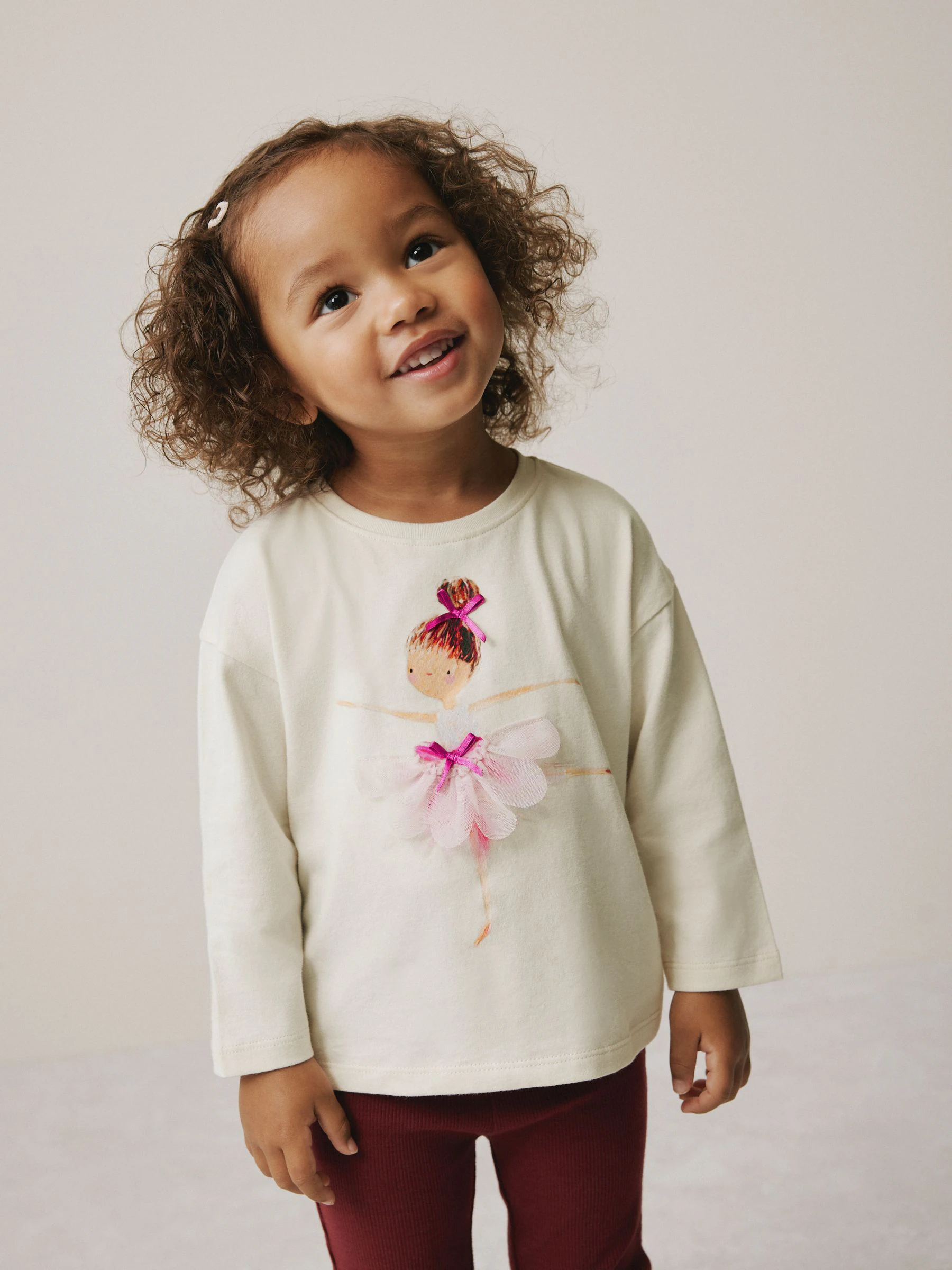 Ecru ballerina - T-shirt met lange mouwen (3 mnd-7 jr)