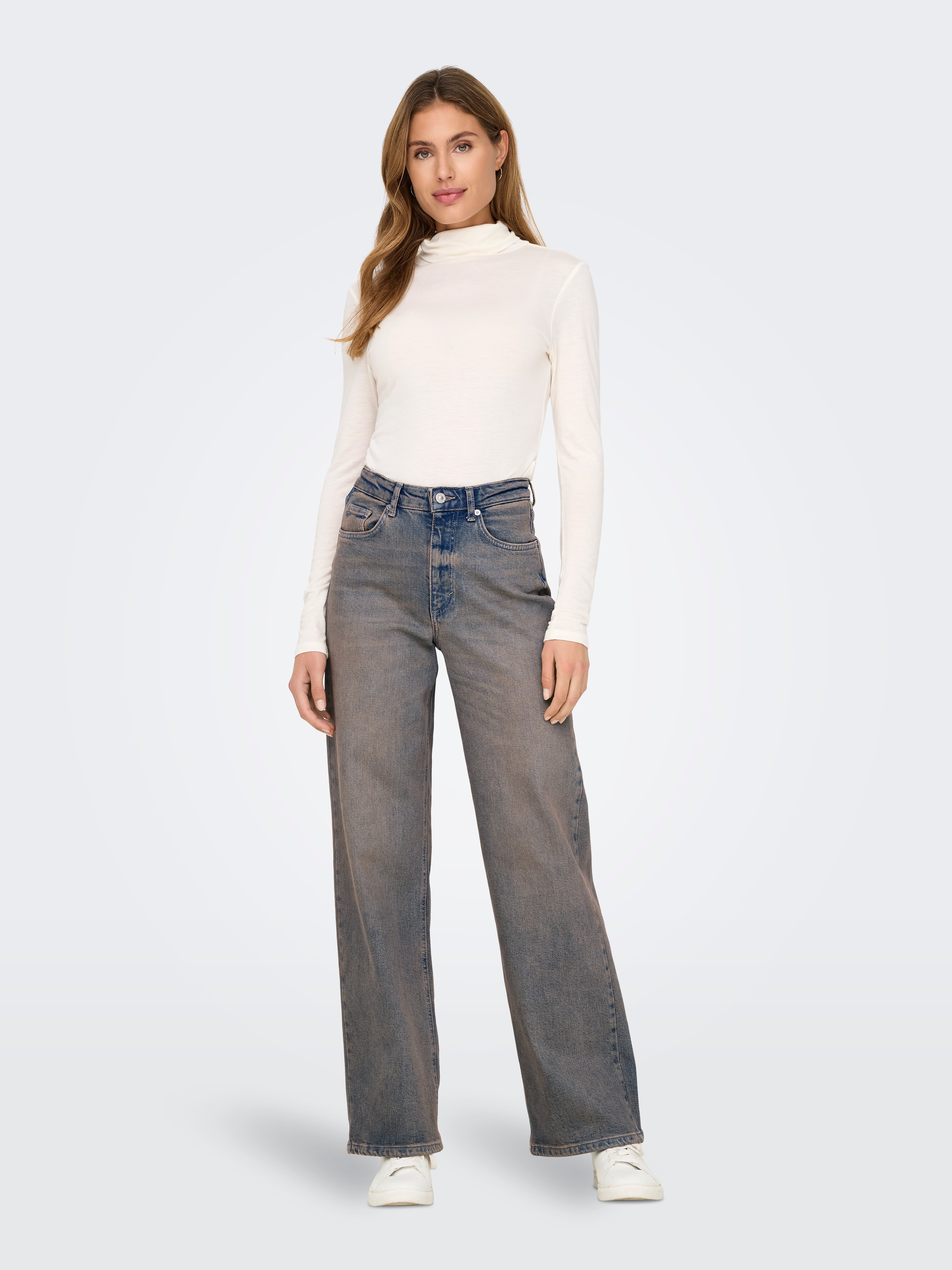 ONLJUICY Hohe Taille Weiter Beinschnitt Jeans Dark Blue Denim