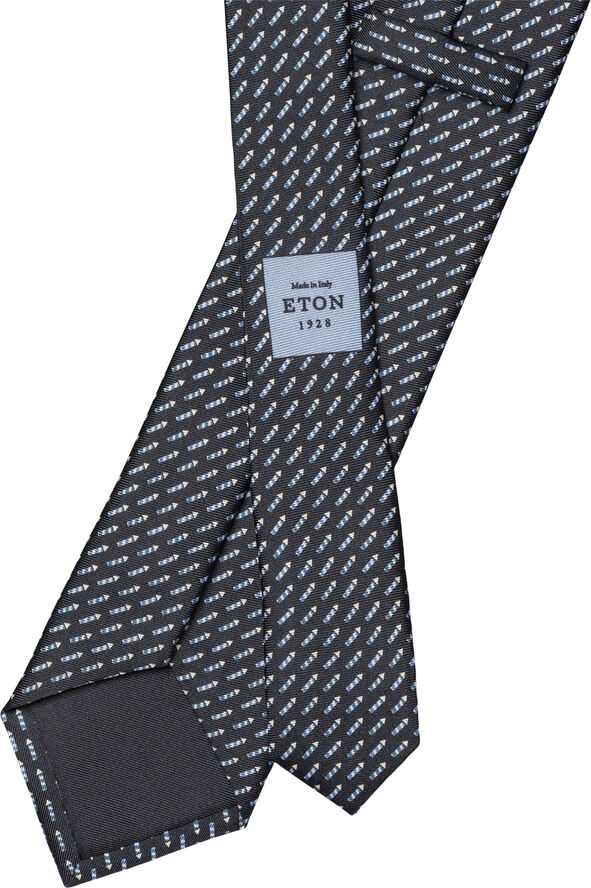 ETON Dark Blue Geometric Woven Silk Tie Blå