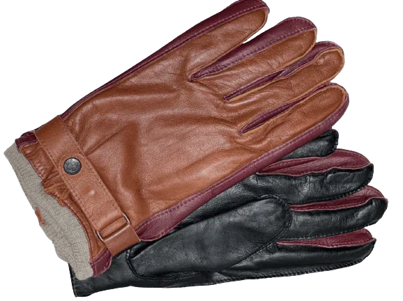 Laimbock Rust Leren Handschoen Bruin/Rood/Zwart met wollen polyester voering